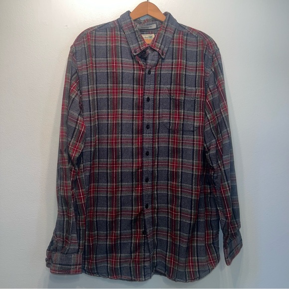LL Bean Men Long Sleeve Plaid Flannel Button Down Plaid Shirt Sz L-Tall Cotton - Picture 1 of 8